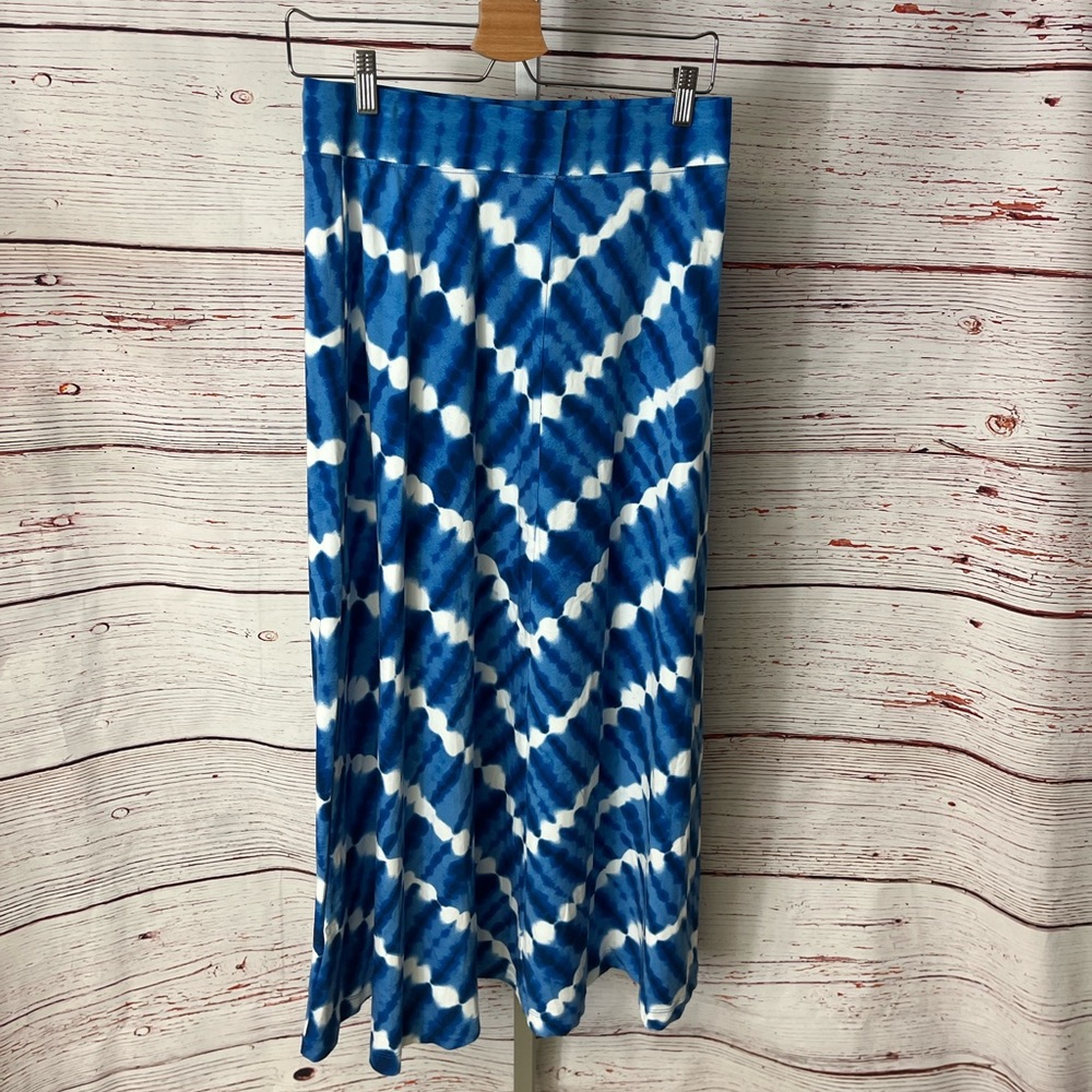 Lands’ End Blue and White Tie Dye Maxi Skirt